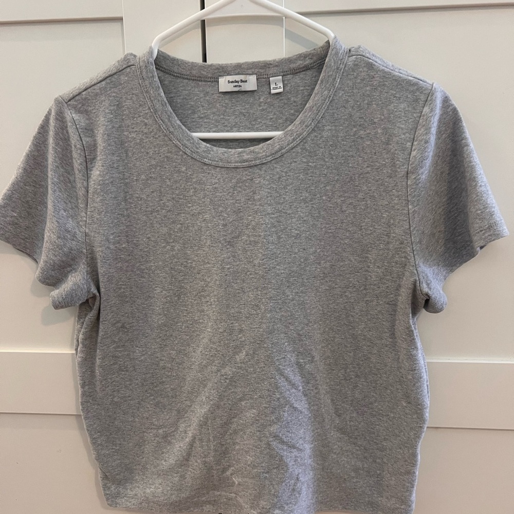 Gray  and white Sunday best aritzia Crewneck Tee 2 for 1